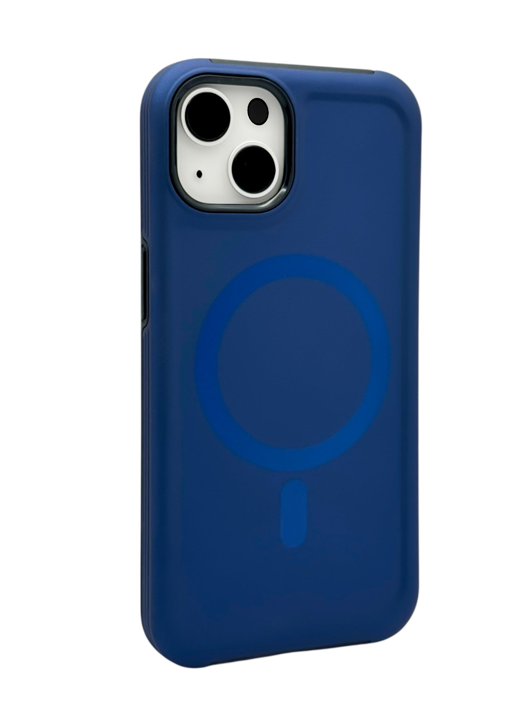 Funda para iPhone 15 normal (6.1) Rigida con aro magsafe textura suave azul