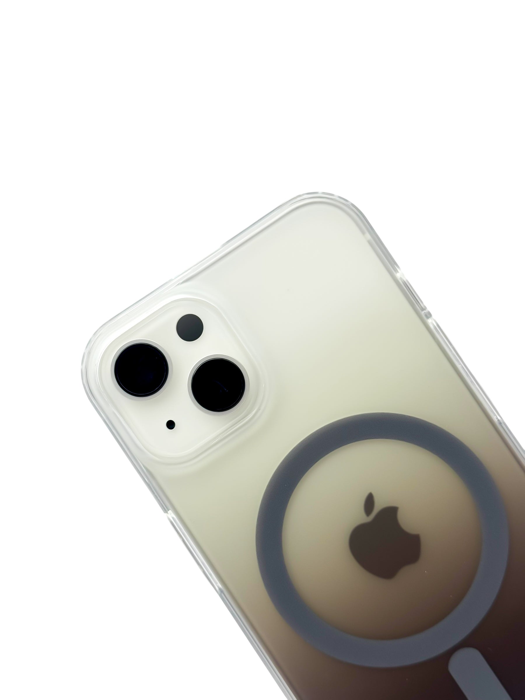 Funda para iPhone 15 normal (6.1) Rigida con aro magsafe degradada Cafe oscuro