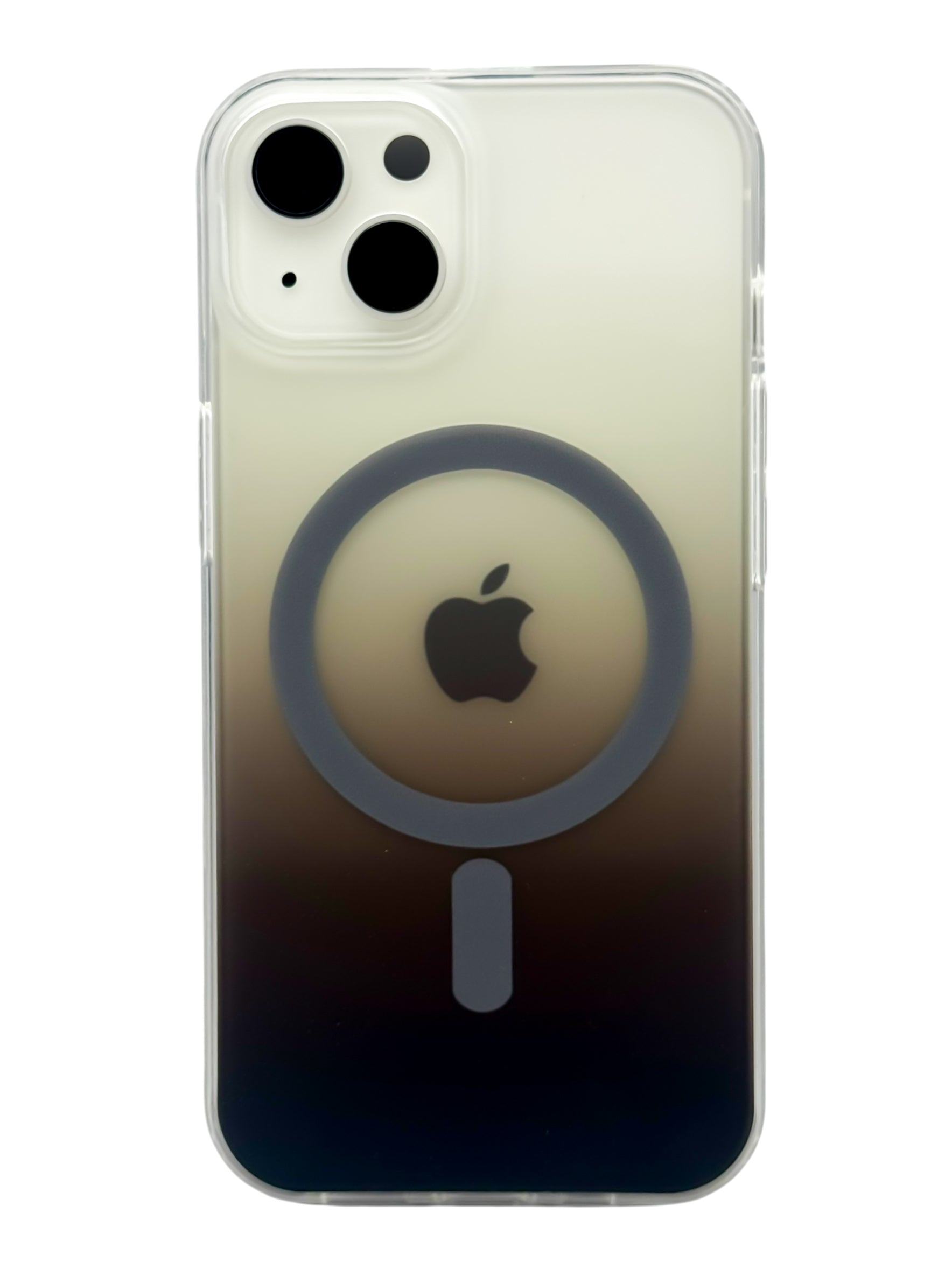 Funda para iPhone 15 normal (6.1) Rigida con aro magsafe degradada Cafe oscuro