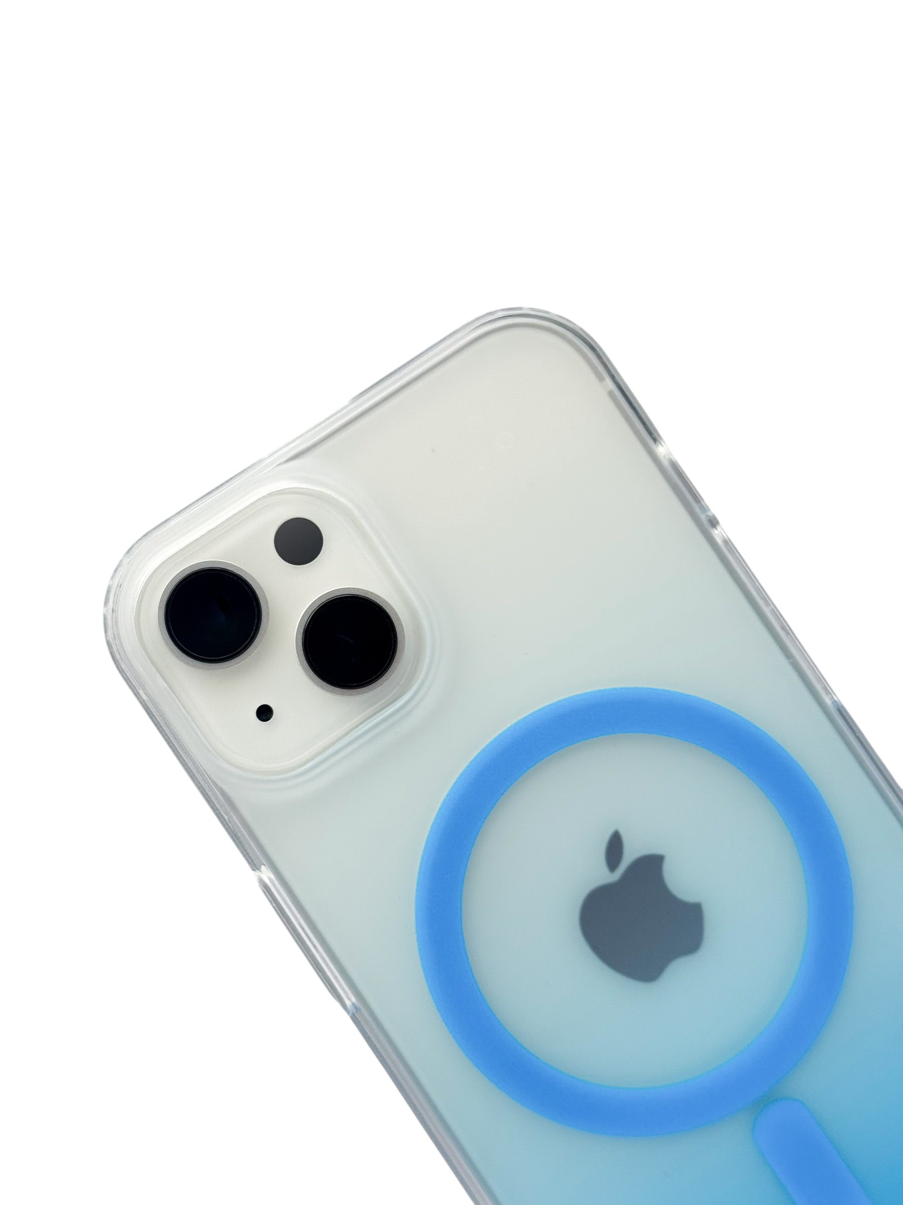 Funda para iPhone 15 normal (6.1)  Rigida con aro magsafe degradada azul