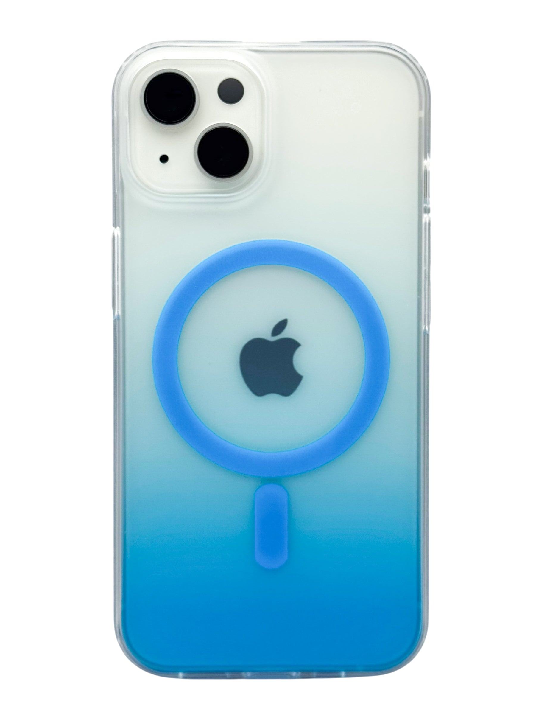 Funda para iPhone 15 normal (6.1)  Rigida con aro magsafe degradada azul