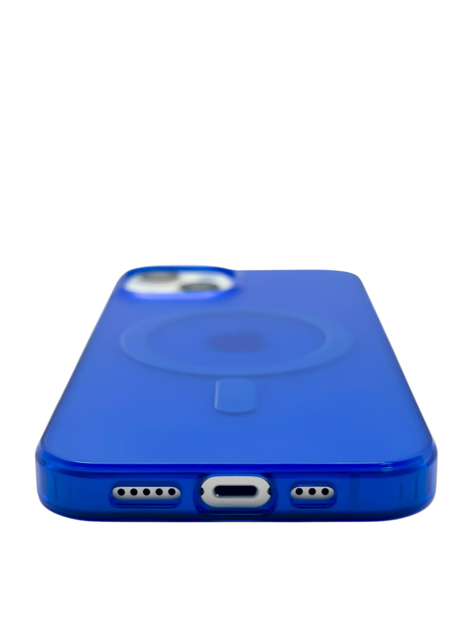 Funda para iPhone 14 normal (6.1) Rigida con aro magsafe efecto tornasol azul
