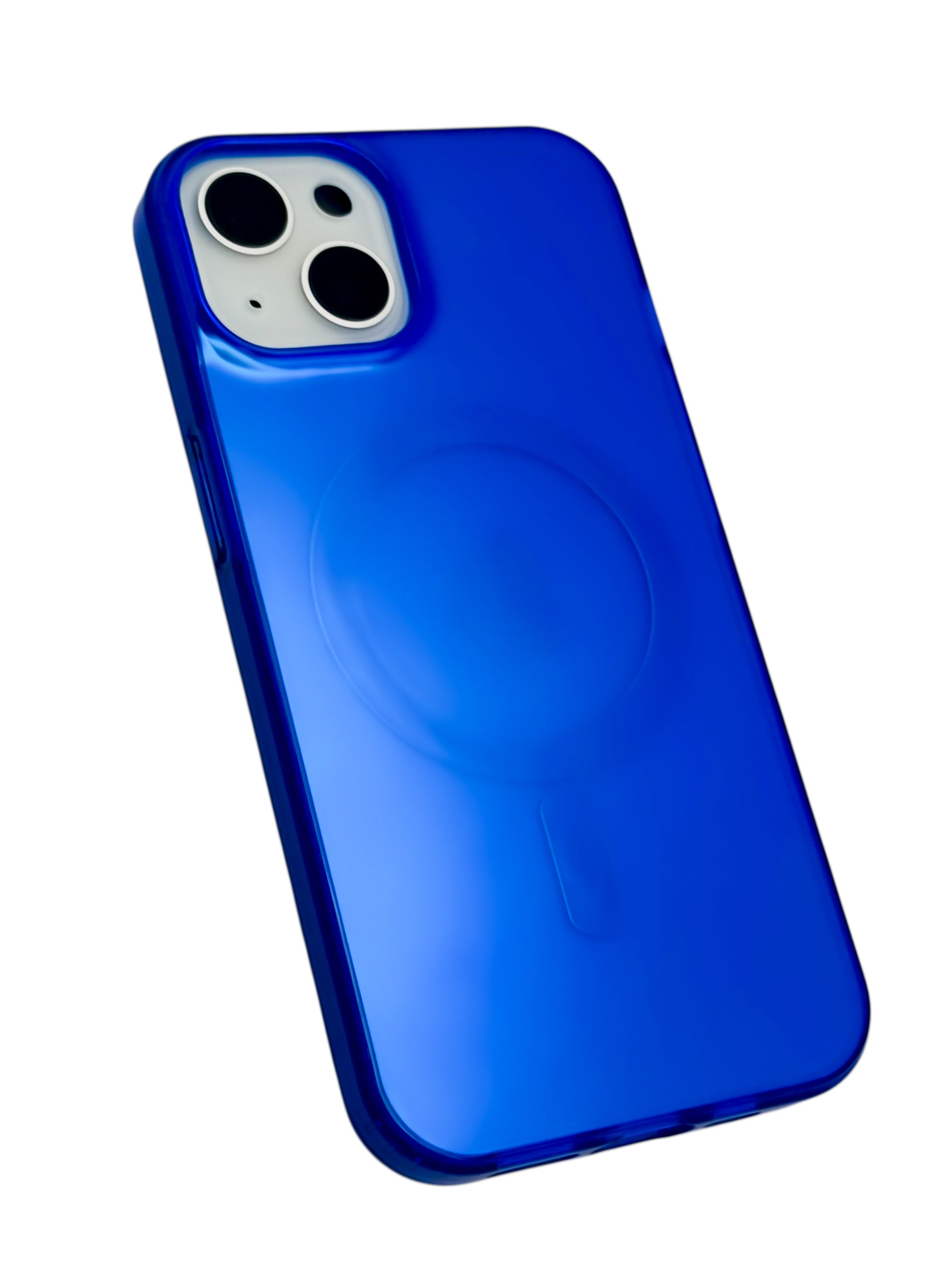 Funda para iPhone 14 normal (6.1) Rigida con aro magsafe efecto tornasol azul
