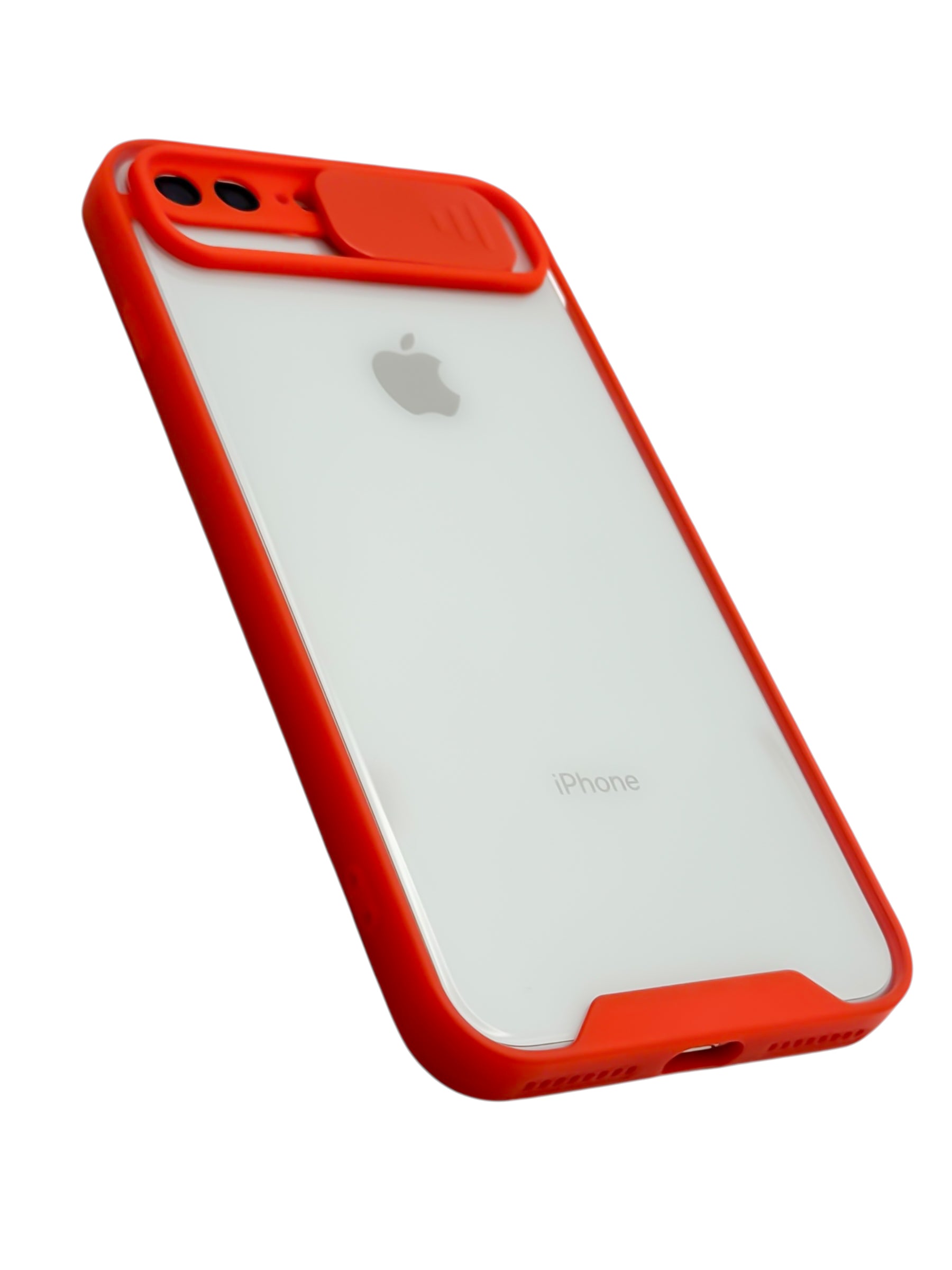 Funda transparente con protector en camara deslizable para  iPhone 8 Plus / 7 Plus color Rojo