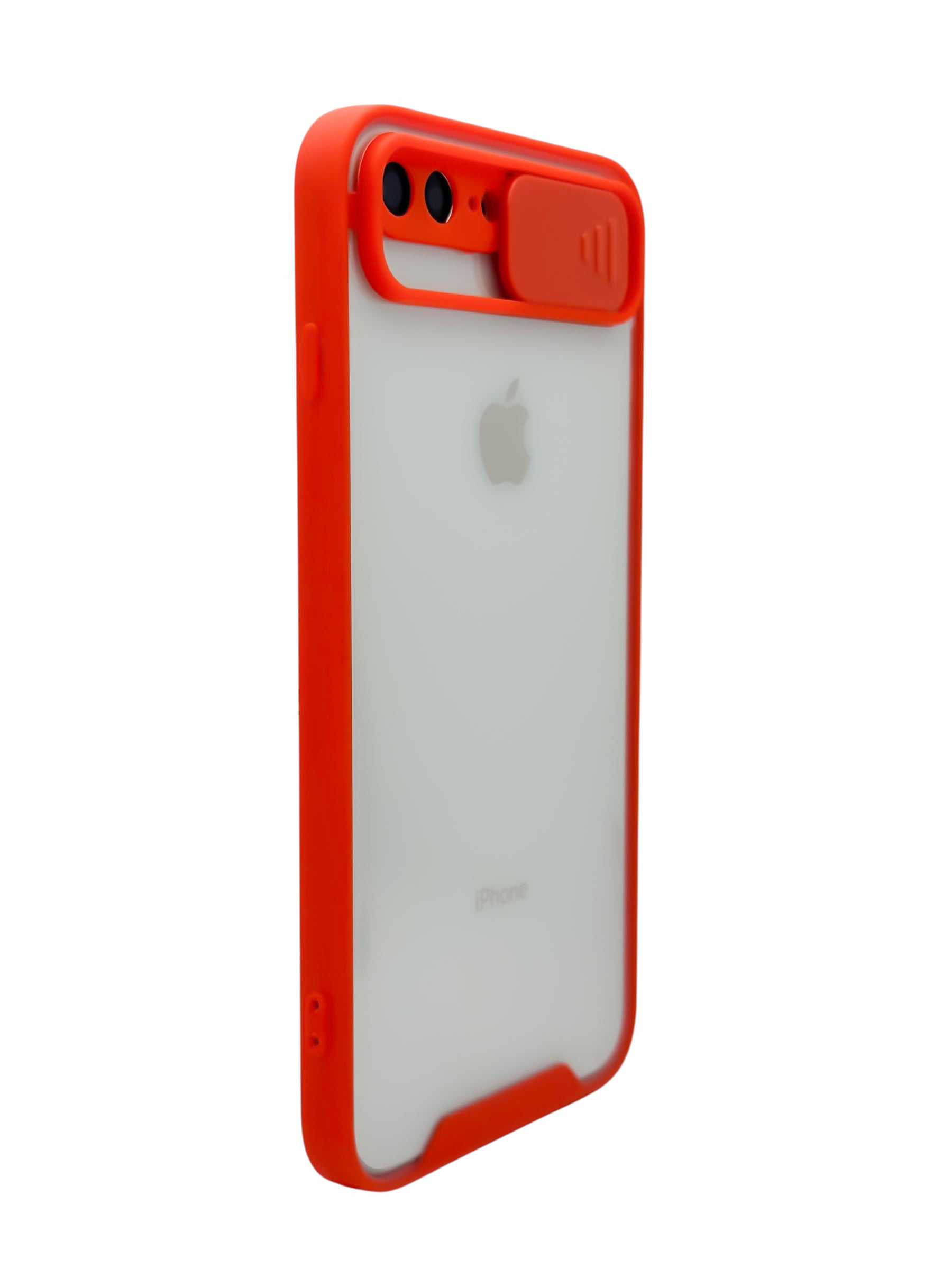 Funda transparente con protector en camara deslizable para  iPhone 8 Plus / 7 Plus color Rojo