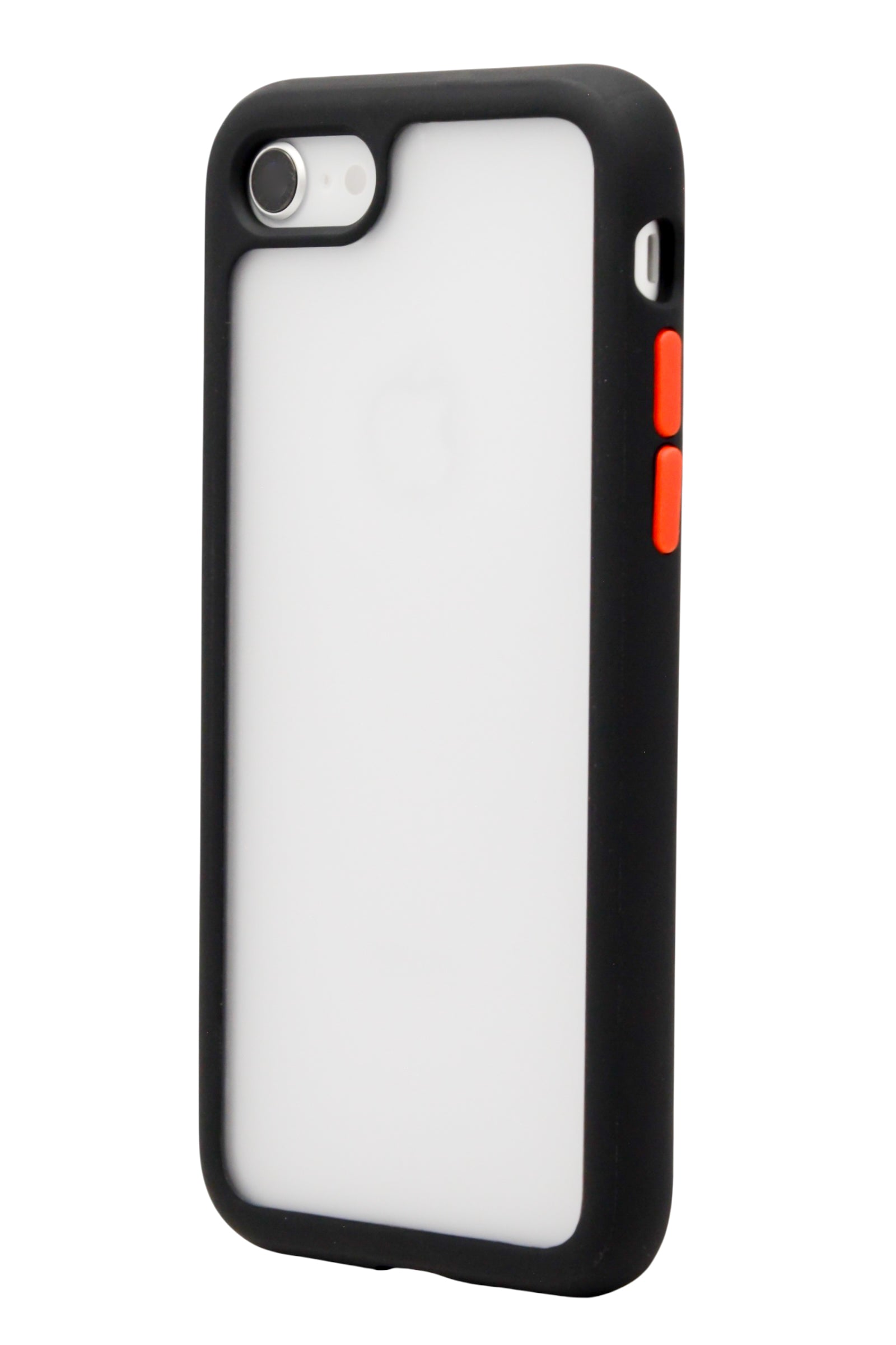 Funda matte bordes suaves para iPhone 8 / 7 / SE  color negro con botones rojos