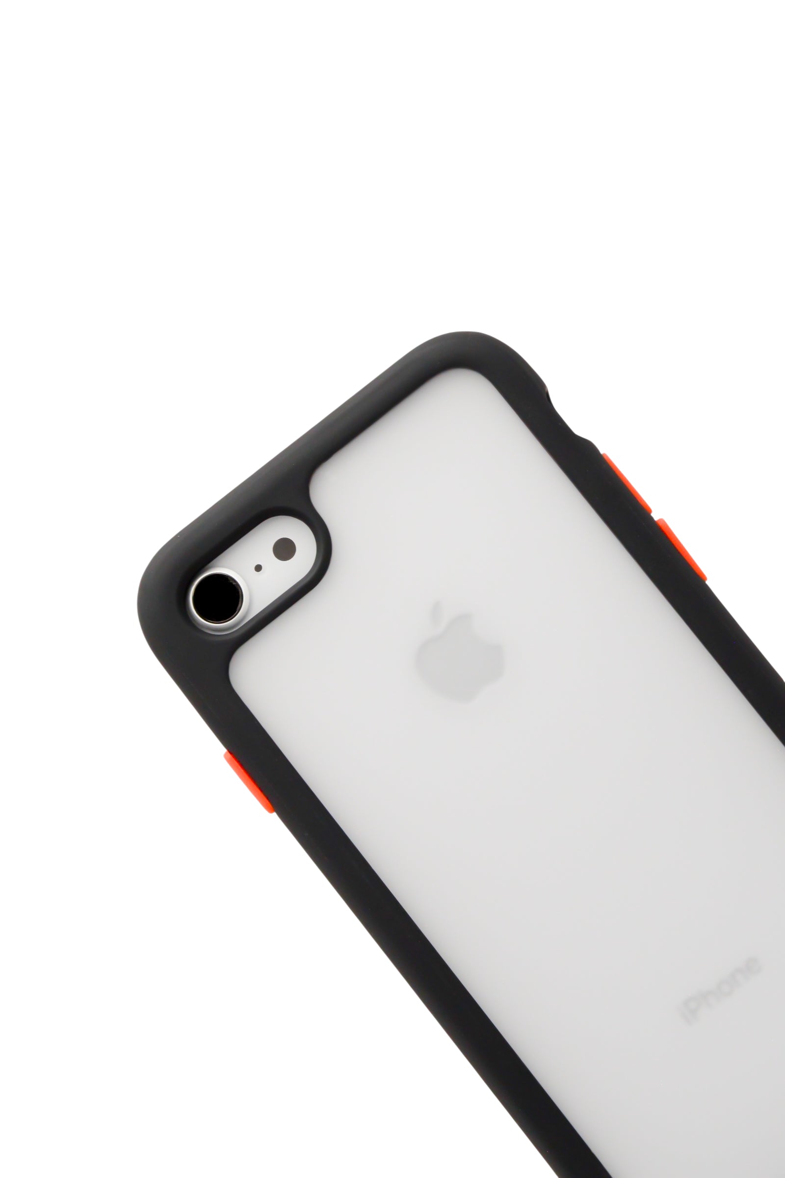 Funda matte bordes suaves para iPhone 8 / 7 / SE  color negro con botones rojos