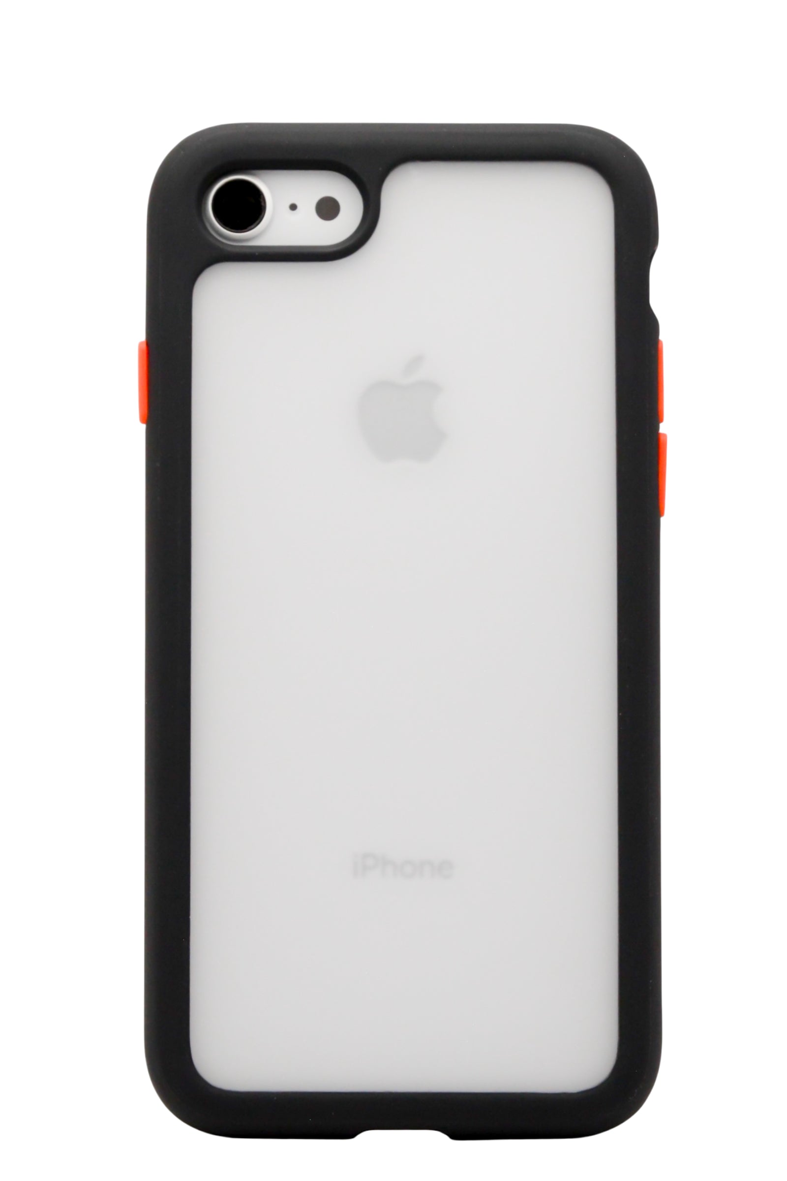 Funda matte bordes suaves para iPhone 8 / 7 / SE  color negro con botones rojos