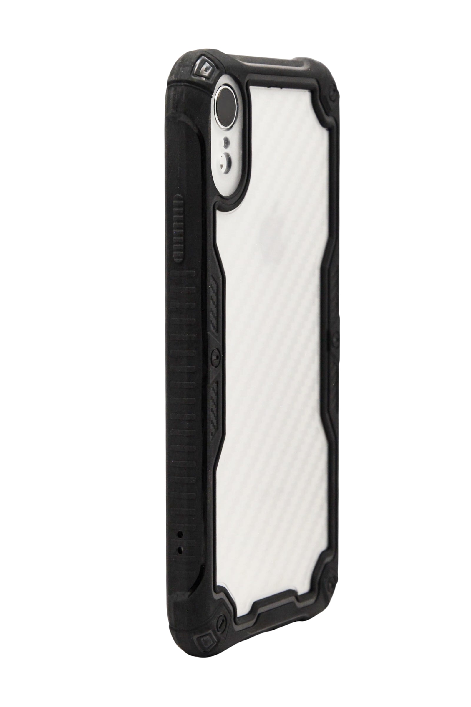 Funda efecto fibra de carbono transparente para iPhone XR color negro