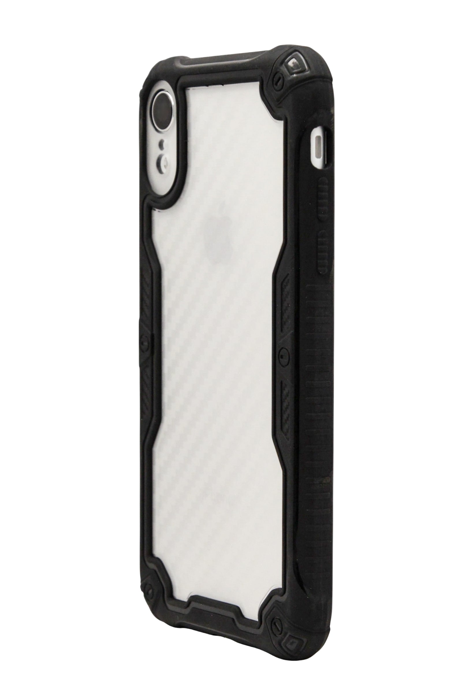 Funda efecto fibra de carbono transparente para iPhone XR color negro