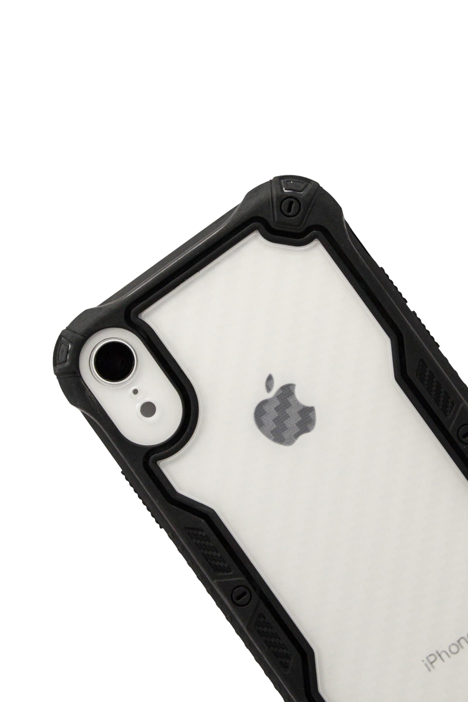 Funda efecto fibra de carbono transparente para iPhone XR color negro