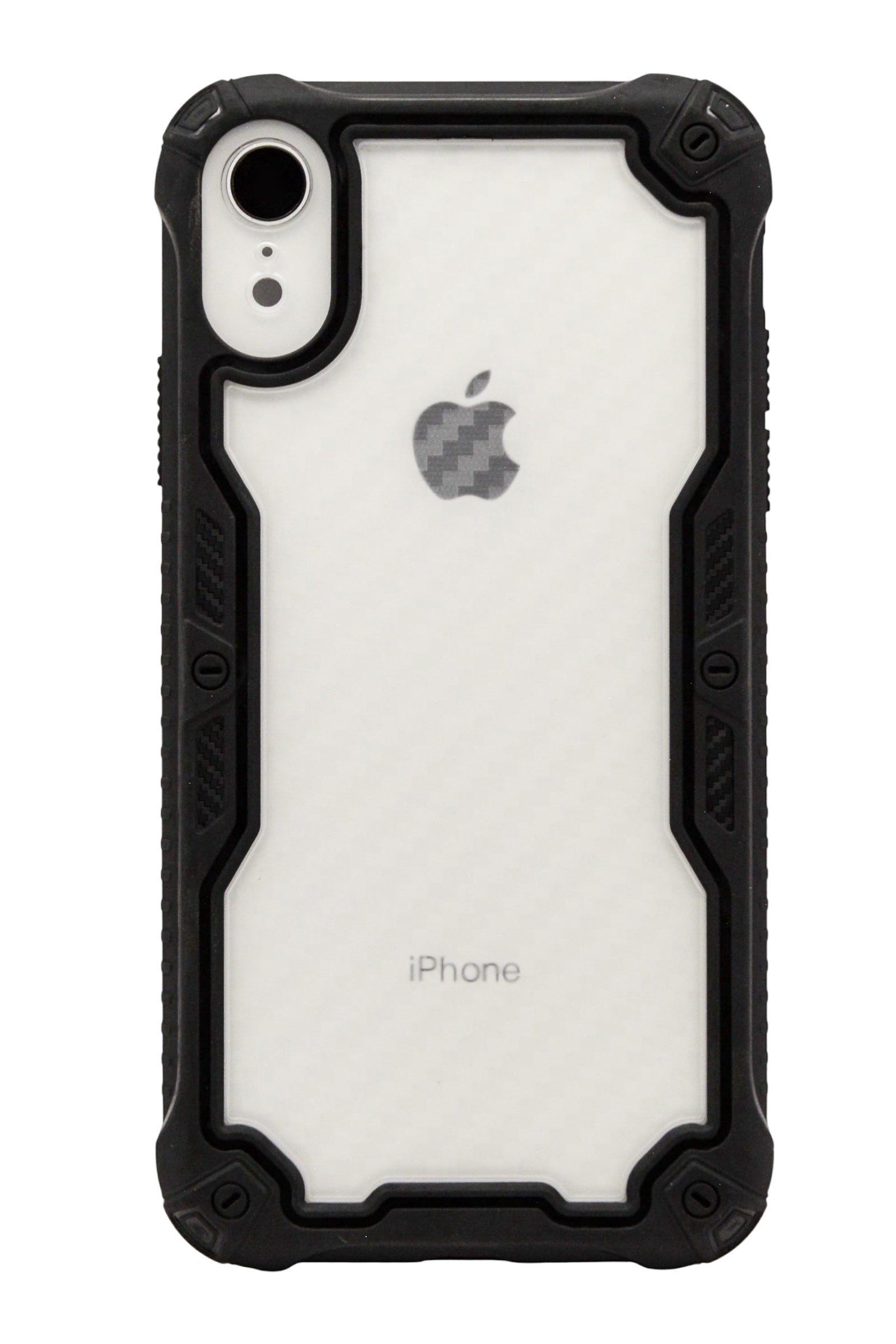 Funda efecto fibra de carbono transparente para iPhone XR color negro
