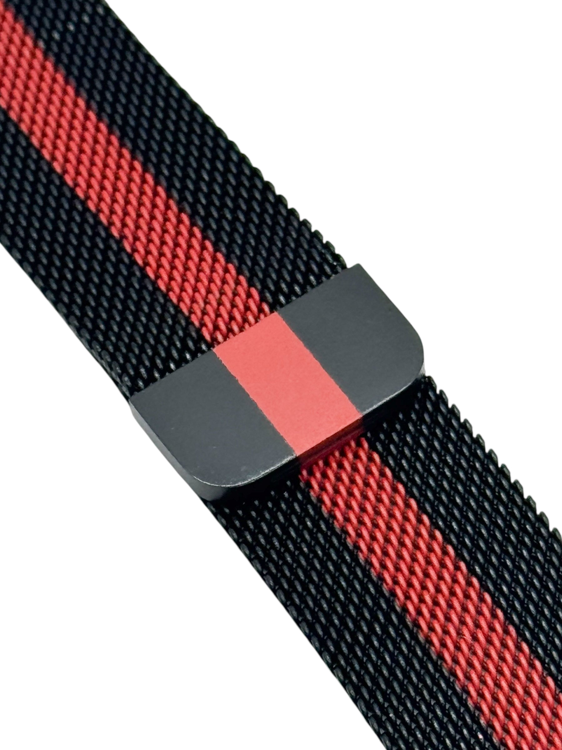 Correa para Apple Watch malla metalica con iman color Negro con Rojo