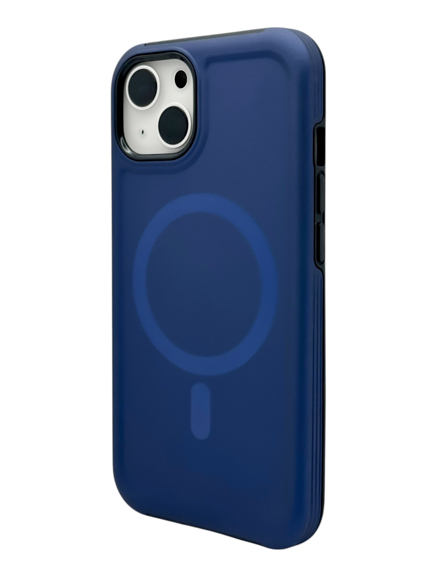 Funda para iPhone 15 normal (6.1) Rigida con aro magsafe textura suave azul